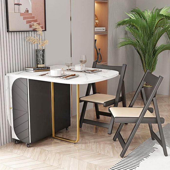 Contemporary Oval Dining Room Table Sintered Stone Drop-Leaf Table,59"L x 29.5"H Clearhalo ' dining_table' 'Dining Tables & Seating' 'Dining Tables' 'furn' 'furn_dining_table' 'Furniture' 'furniture_dining_table' 'Kitchen & Dining Furniture' 'kitchen&dining_furn' 'kitchen' 'kitchen_dining_table' 1200x1200_f85af117-0933-447d-8430-4d23ecad6423