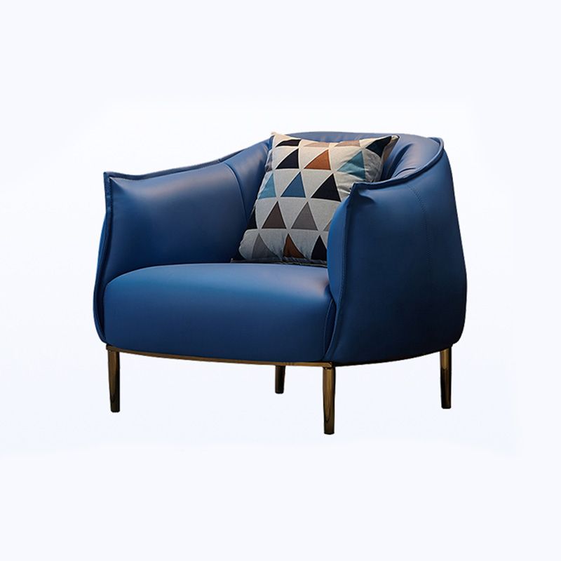 Solid Color Living Room Leather Arms Included with Goldtone Legs Barrel Chair Clearhalo 'Accent Chairs' 'accent_chairs' 'Chairs & Seating' 'furn' 'furn_accent_chairs' 'Furniture' 'Living Room Furniture' 1200x1200_f85c4a88-5653-472d-bdcb-9a6ea15183ea