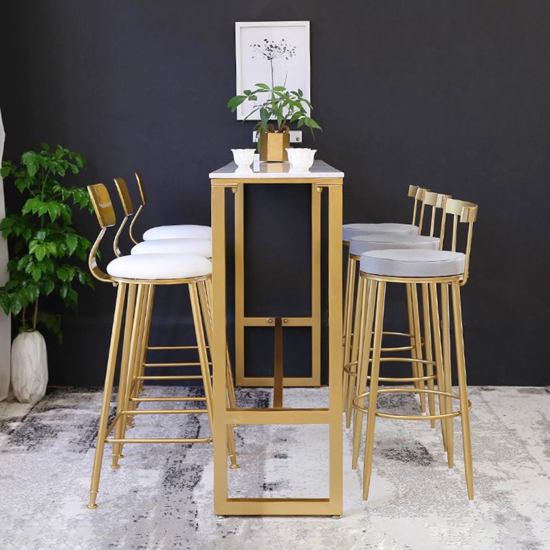 Juego de mesa de pub de piedra blanca rectangular de 1/2/4/7 piezas de altura de mostrador Glam para interiores