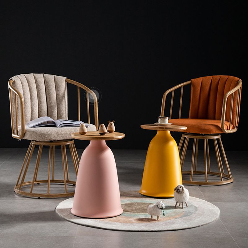 Nordic Style Round Coffee Table Wood Color Rubber Wood Top and Metal Base Cocktail Table Clearhalo 'Coffee & Accent Tables' 'End & Side Tables' 'end_side_table' 'end_side_tables' 'furn' 'furn_end_side_tables' 'Furniture' 'furniture_end_side_table' 'Living Room Furniture' 1200x1200_f85dda35-0611-4eb9-a56f-8b6a47e1ec38