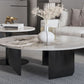 Round Coffee Table in Black Luxurious Stone Top Cocktail Table Clearhalo 'Coffee & Accent Tables' 'Coffee Tables' 'coffee_tables' 'furn' 'furn_coffee_tables' 'Furniture' 'Living Room Furniture' 1200x1200_f85dfa19-44ce-4629-83cf-0d6f9c1e503d