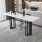 Industrial Marble Bar Table with Rectangle Table Top Double Pedestal Table - 39" H Clearhalo 'Bar Furniture' 'Bar Tables' 'bar_tables' 'furn' 'furn_bar_tables' 'Furniture' 'furniture_bar_tables' 'Kitchen & Dining Furniture' 1200x1200_f85ebcf9-668f-4303-80f6-22471329a019