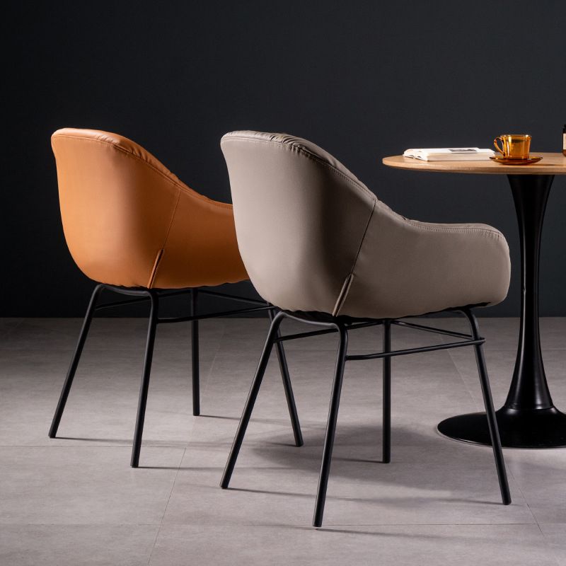 Modern Style Parsons Arm Chair Leather Upholstered Indoor Dining Chair Clearhalo 'Dining Chairs' 'Dining Tables & Seating' 'dining_chair' 'furn' 'furn_dining_chair' 'Furniture' 'Kitchen & Dining Furniture' 1200x1200_f85ee3e9-6928-471b-b15f-4fe4ad9fcf45