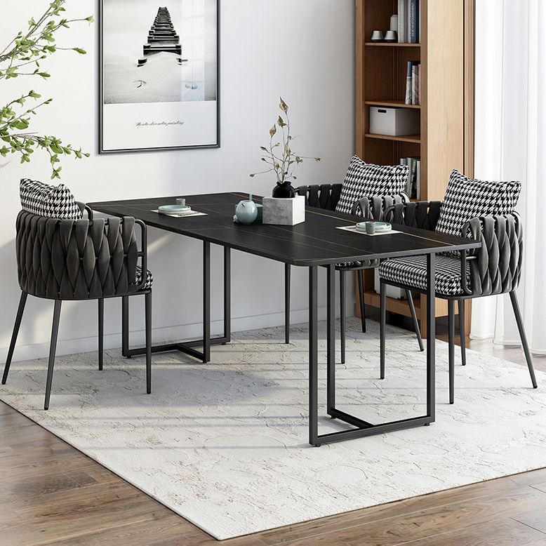 Industrial Black Table for Restaurant Rectangle Dining Table with Double Pedestal Clearhalo 'Dining Tables & Seating' 'Dining Tables' 'dining_table' 'furn' 'furn_dining_table' 'Furniture' 'furniture_dining_table' 'Kitchen & Dining Furniture' 'kitchen' 'kitchen_dining_table' 1200x1200_f862e6ec-d22b-48e9-a942-d5caf4de9630
