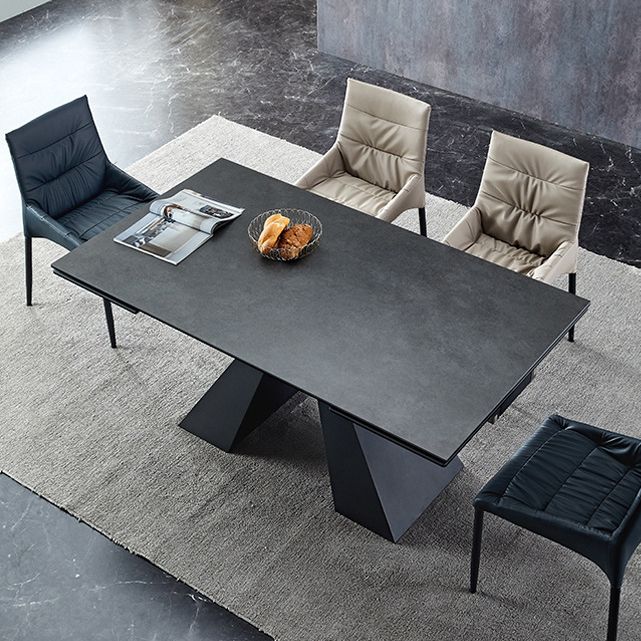 Modern Rectangular Dining Table Stone Top Dining Table with Double Pedestal Clearhalo ' dining_table' 'Dining Tables & Seating' 'Dining Tables' 'furn' 'furn_dining_table' 'Furniture' 'furniture_dining_table' 'Kitchen & Dining Furniture' 'kitchen&dining_furn' 'kitchen' 'kitchen_dining_table' 1200x1200_f8649982-bd38-4feb-8d05-1ba3bb4768aa