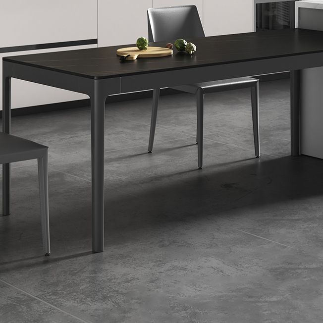 Modern Black Dining Table Rectangle Sintered Stone Table with 4 Legs for Kitchen Clearhalo ' dining_table' 'Dining Tables & Seating' 'Dining Tables' 'Furniture' 'furniture_dining_table' 'Kitchen & Dining Furniture' 'kitchen&dining_furn' 'kitchen' 'kitchen_dining_table' 1200x1200_f8653c6e-0b15-4efd-91aa-a16d321ae622
