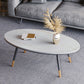 17.71" Tall 4 Legs Oval Coffee Table Stone Top Cocktail Table