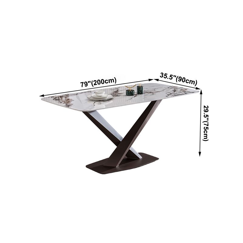 Metal Traditional Luxury Rectangle Table White Sintered Stone Table with Pedestal Base Clearhalo ' dining_table' 'Dining Tables & Seating' 'Dining Tables' 'furn' 'furn_dining_table' 'Furniture' 'furniture_dining_table' 'Kitchen & Dining Furniture' 'kitchen&dining_furn' 'kitchen' 'kitchen_dining_table' 1200x1200_f86bd86f-1c40-4924-b771-250c838ef18f