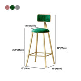 Nordic Style Backrest Counter Stool Iron Cafe Bar Stool with Velvet Cushion and Pedal Clearhalo 'Bar Furniture' 'Bar Stools' 'bar_stools' 'furn' 'furn_bar_stools' 'Furniture' 'furniture_bar_stools' 'Kitchen & Dining Furniture' 1200x1200_f86bf896-0e0c-48ca-aa0f-06a27fe9527a