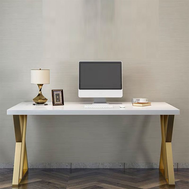 Glam White Solid Wood Writing Desk Rectangular Meeting Desk for Office Clearhalo 'furn' 'furn_office_desk' 'Furniture' 'Office Desks' 'Office Furniture' 'office_desk' 1200x1200_f86df7ac-c1dd-46a3-a420-09a29a049cd5