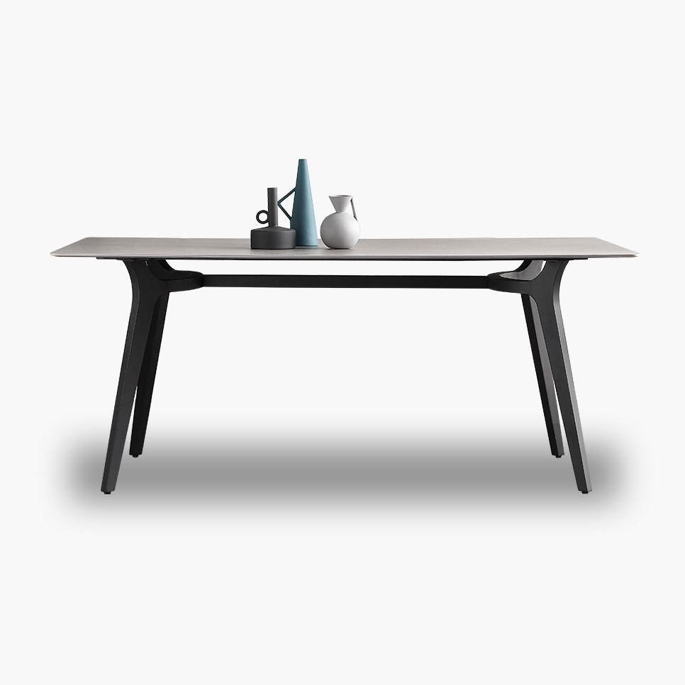 Industrial Style Sintered Stone Dining Table Metallic Base Rectangle Table for Home Clearhalo ' dining_table' 'Dining Tables & Seating' 'Dining Tables' 'Furniture' 'furniture_dining_table' 'Kitchen & Dining Furniture' 'kitchen&dining_furn' 'kitchen' 'kitchen_dining_table' 1200x1200_f86eac15-0984-4291-858f-cb3fae383493
