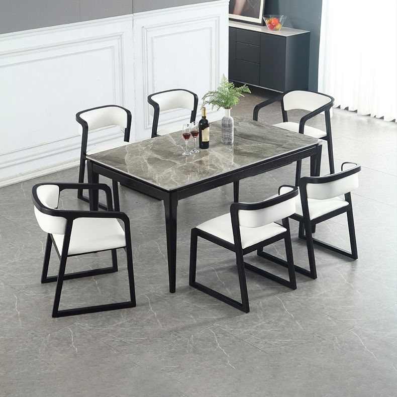 Rectangle 4 Legs Modern Dining Table Grey Tone Fixed Table of Sintered Stone Clearhalo 'Dining Tables & Seating' 'Dining Tables' 'dining_table' 'furn' 'furn_dining_table' 'Furniture' 'furniture_dining_table' 'Kitchen & Dining Furniture' 'kitchen' 'kitchen_dining_table' 1200x1200_f86f3006-02fc-4032-9828-e55c1465f70f