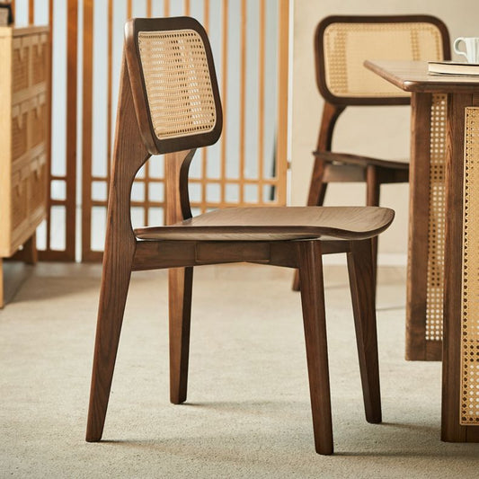 Silla de comedor contemporáneo de madera sólida en marrón