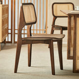 Silla de comedor contemporáneo de madera sólida en marrón