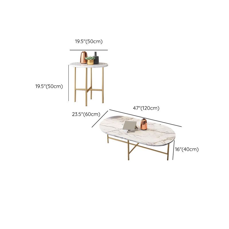 Glam Table basse en ardoise à 4 pieds avec base en fer blanc