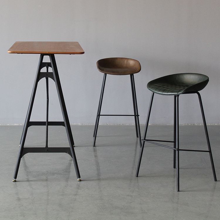 Industrial Leather Distressed Quilted Barstool Living Room Bar Stool with Bucket Seat Clearhalo 'Bar Furniture' 'Bar Stools' 'bar_stools' 'furniture_bar_stools' 'Kitchen & Dining Furniture' 'kitchen&dining_furn' 'kitchen' 'kitchen_furn' Furniture' 1200x1200_f8714855-ddb9-4df0-ad83-7e06cb130faf
