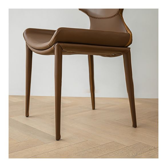 Modern Simple Side Chair Faux Leather Armless Dining Chair for Home Use