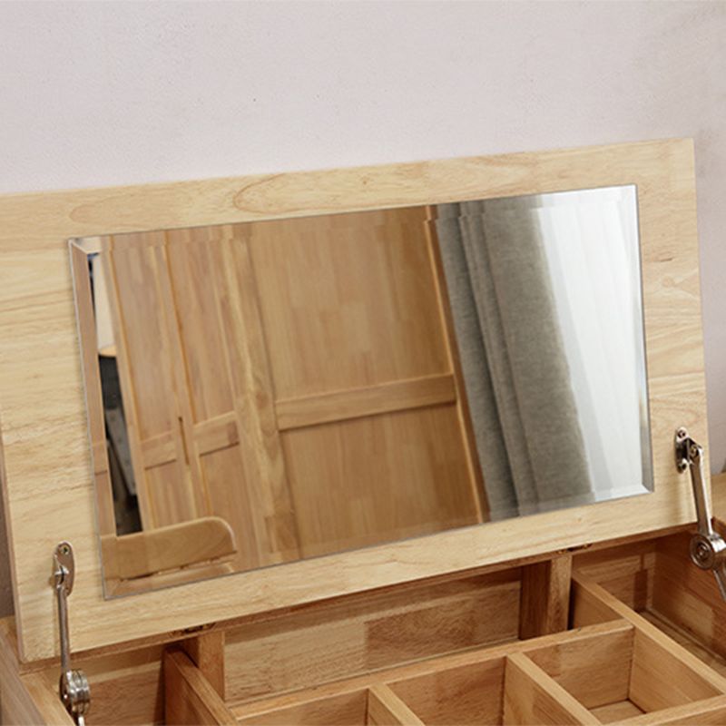 Nordic Flip-Top Vanity Dressing Table Set with Stool 1-Drawer Wood Vanity Table Clearhalo 'Bedroom Furniture' 'furn' 'furn_makeup_vanities' 'Furniture' 'Makeup Vanities' 'makeup_vanities' 1200x1200_f8737d1f-4f3a-46ba-8765-4e7352398b8a