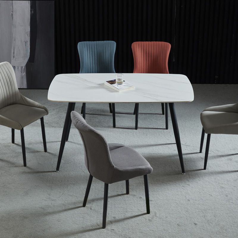 Modern Side Chair Leather Solid Back Armless Dining Chairs with Metal Legs Clearhalo ' kitchen&dining_furn' 'Dining Chairs' 'Dining Tables & Seating' 'dining_chair' 'Furniture' 'furniture_dining_chair' 'Kitchen & Dining Furniture' 'kitchen' 1200x1200_f8738979-2402-4771-8a28-ef26aac05c06