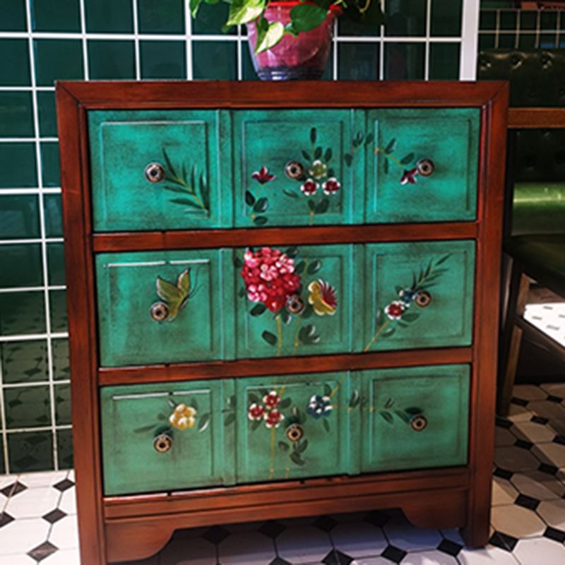 Cassa di accento moderno di metà secolo con cassetti, cassa del rettangolo di legno