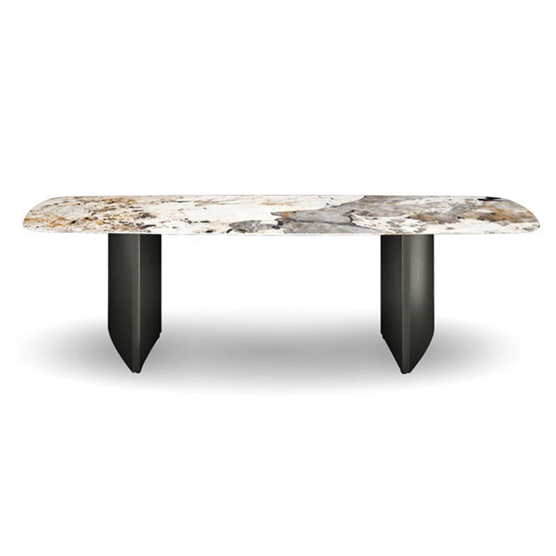 Metal Traditional Luxury Rectangle Table Sintered Stone Indoor Table for Dining Room Clearhalo ' dining_table' 'Dining Tables & Seating' 'Dining Tables' 'furn' 'furn_dining_table' 'Furniture' 'furniture_dining_table' 'Kitchen & Dining Furniture' 'kitchen&dining_furn' 'kitchen' 'kitchen_dining_table' 1200x1200_f8746fac-198b-4d97-b368-d5a42455f37f