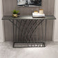 Glam Style Rectangle Top Accent Table with Abstract Iron Base for Hall