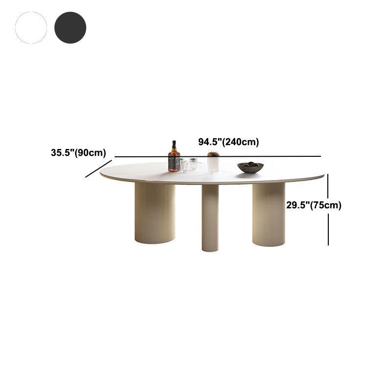 Modern Stone Top Dinette Table Oval Home Kitchen Dinner Tripod Dining Table Clearhalo 'Dining Tables & Seating' 'Dining Tables' 'dining_table' 'furn' 'furn_dining_table' 'Furniture' 'furniture_dining_table' 'Kitchen & Dining Furniture' 'kitchen' 'kitchen_dining_table' 1200x1200_f8784937-1591-4104-b02e-9cc6a82c72aa