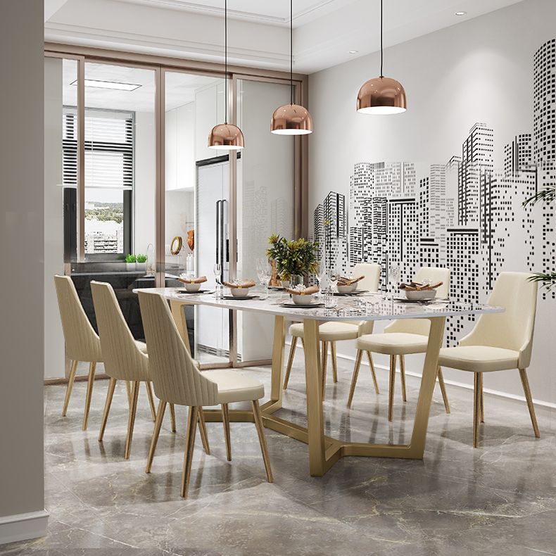Luxury Sintered Stone Dining Table Rectangle Table with Trestle Base Clearhalo ' dining_table' 'Dining Tables & Seating' 'Dining Tables' 'furn' 'furn_dining_table' 'Furniture' 'furniture_dining_table' 'Kitchen & Dining Furniture' 'kitchen&dining_furn' 'kitchen' 'kitchen_dining_table' 1200x1200_f87a9966-df68-4b58-b1eb-1b5fda8452af