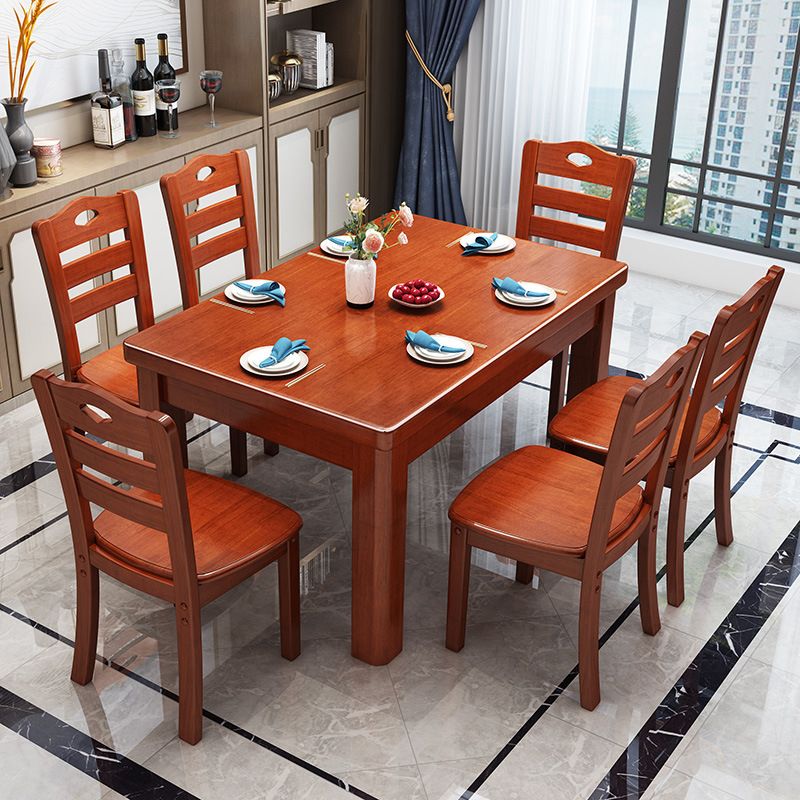 Rubberwood Solid Wood Dining Table Contemporary Dining Table Clearhalo 'Dining Tables & Seating' 'Dining Tables' 'dining_table' 'furn' 'furn_dining_table' 'Furniture' 'Kitchen & Dining Furniture' 1200x1200_f87af48d-90d5-4a52-b17c-db64017a3a77
