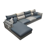 Faux Leather Sectional with Four Pillows Back Flared Arm Sofa Clearhalo 'furn' 'furn_sectionals' 'Furniture' 'furniture_sectionals' 'Living Room Furniture' 'Sectionals' 1200x1200_f87b9240-f0fb-46ef-a4f6-58a224e971b8