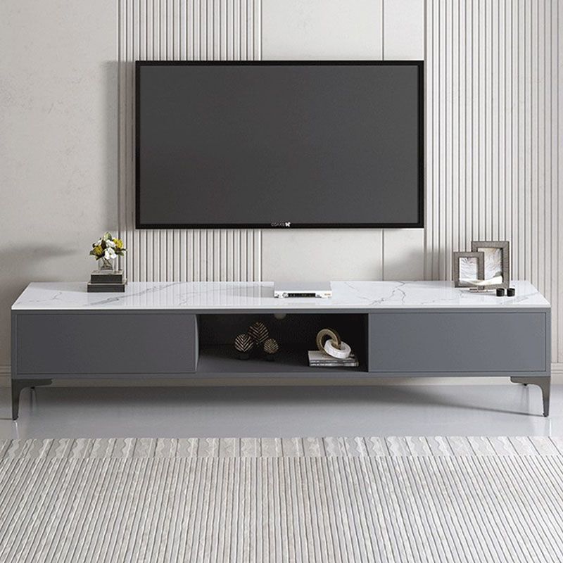 15.7" H Glam TV Cabinet Glass Top Media Console TV Stand with 2 Doors Clearhalo 'furn' 'furn_tv_stands_entertainment_centers' 'Furniture' 'Living Room Furniture' 'TV Stands & Entertainment Centers' 'TV Stands & Media Storage Furniture' 'tv_stands_entertainment_centers' 1200x1200_f87b9269-902b-460b-b728-f9b3edd9ebc3