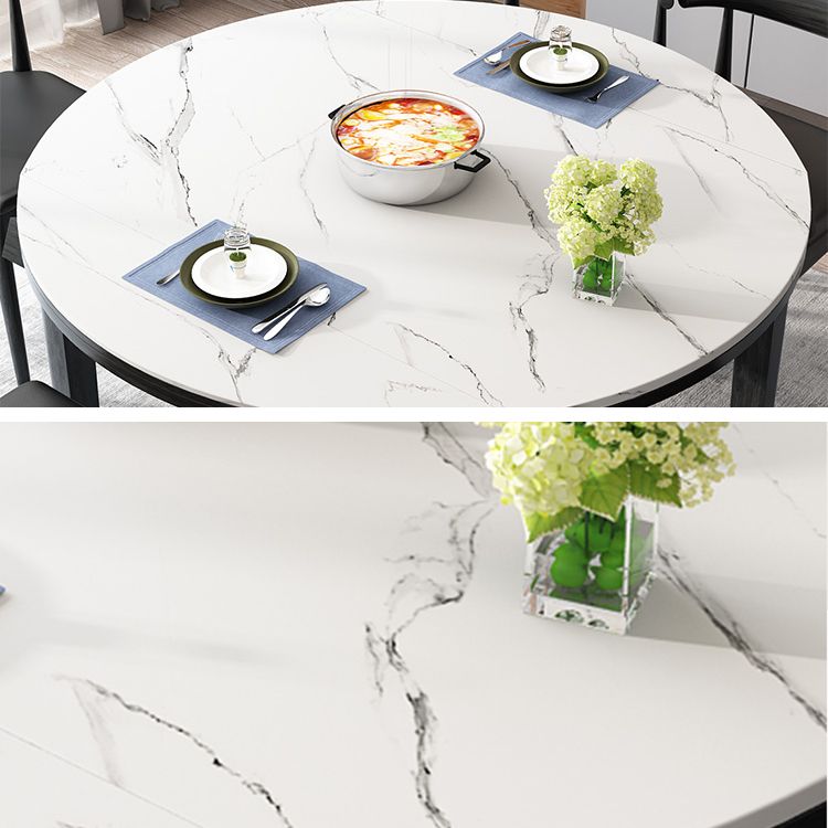 Round Contemporary Dining Table Sintered Stone Table with 4 Black Ash Solid Wood Legs Clearhalo ' dining_table' 'Dining Tables & Seating' 'Dining Tables' 'furn' 'furn_dining_table' 'Furniture' 'furniture_dining_table' 'Kitchen & Dining Furniture' 'kitchen&dining_furn' 'kitchen' 'kitchen_dining_table' 1200x1200_f87ca0e2-e358-4ba2-9171-7fdb1197a310