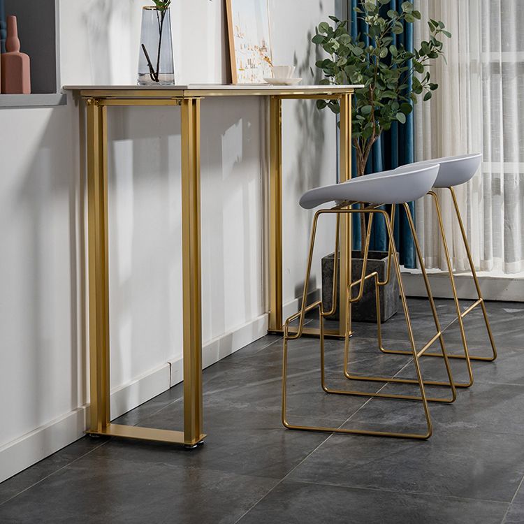 Glam Marble Counter Table with Rectangle Table Top Sled Table - 41.3" H Clearhalo 'Bar Furniture' 'Bar Tables' 'bar_tables' 'furn' 'furn_bar_tables' 'Furniture' 'furniture_bar_tables' 'Kitchen & Dining Furniture' 1200x1200_f87df010-7ca3-4404-b9f1-f1d84d8f75f8