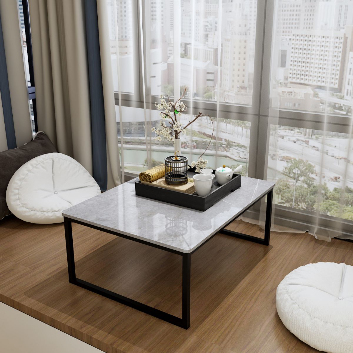 Glam Sled Coffee Table Set Slate Rectangular Coffee Table for Home Clearhalo 'Coffee & Accent Tables' 'Coffee Tables' 'coffee_tables' 'furn' 'furn_coffee_tables' 'Furniture' 'Living Room Furniture' 1200x1200_f87e6354-522b-42be-a395-d75ed3d63edf