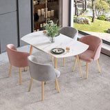 Scandinavian Sintered Stone Top Dining Set Round Table Dining Furniture with Drop Leaf Clearhalo 'Dining Room Sets' 'Dining Tables & Seating' 'dining_room_set' 'furn' 'furn_dining_room_set' 'Furniture' 'furniture_dining_room_set' 'Kitchen & Dining Furniture' 'kitchen&dining_furn' 'kitchen' 1200x1200_f87ee833-6e11-443f-9564-ab1f62a7bf84
