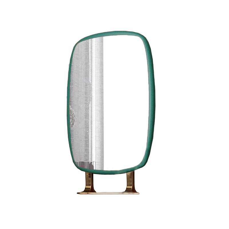 Luxurious Leather Vanity Makeup Table Set 2 Drawers Vanity Table with Mirror & Stool