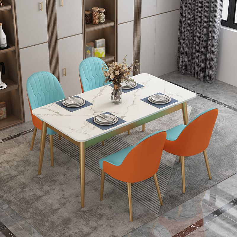 Modern White Stone Top Table Rectangle Dining Table for Kitchen Clearhalo 'Dining Tables & Seating' 'Dining Tables' 'dining_table' 'furn' 'furn_dining_table' 'Furniture' 'Kitchen & Dining Furniture' 1200x1200_f8822ef4-360f-412c-9db9-9bc8728c4fa9