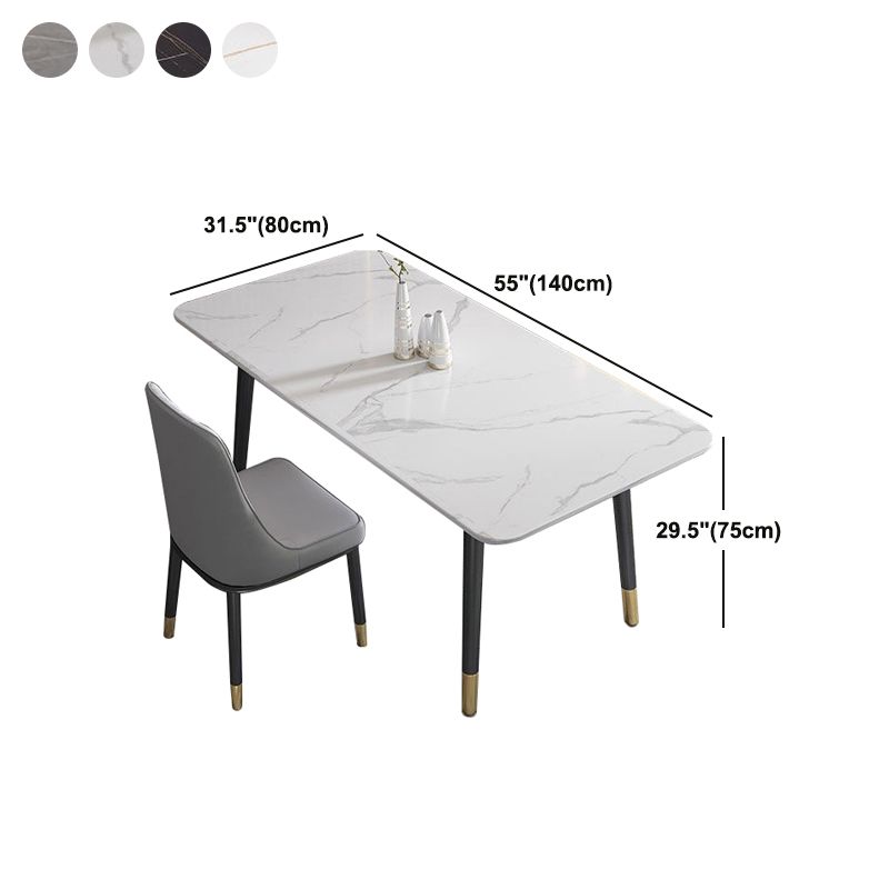 Rectangular Sintered Stone Dining Table Luxury Furniture with 4 Legs in Matte Finish Home Clearhalo 'Dining Tables & Seating' 'Dining Tables' 'dining_table' 'furn' 'furn_dining_table' 'Furniture' 'Kitchen & Dining Furniture' 1200x1200_f8823d5f-dede-45f4-b28b-c460e9ed709a