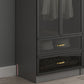 Contemporary Style Glass Wardrobe Grey Colour Wardrobe Closet Clearhalo 'Armoires & Wardrobes' 'armoires_wardrobes' 'Bedroom Furniture' 'furn' 'furn_armoires_wardrobes' 'Furniture' 1200x1200_f8830445-7916-489c-9fb7-2ffff7fb1107