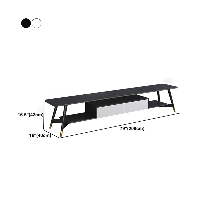 Mueble de TV nórdico para sala de estar, soporte de TV de arte del hierro con placa de roca Simple y moderna