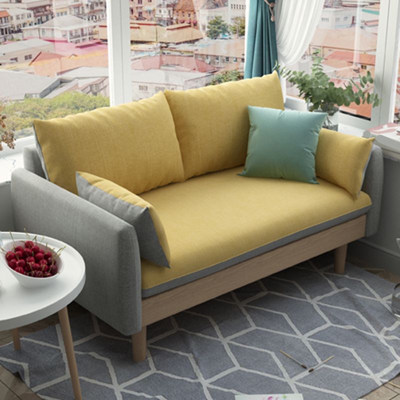 Living Room Fabric Loveseat Cushion Back Settee with Square Arms Clearhalo 'furn' 'furn_sofas' 'Furniture' 'furniture_sofas' 'Living Room Furniture' 'Sofa' 'sofas' 1200x1200_f884055e-dba3-43fa-8f93-a286151d1b87