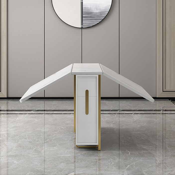 51.2''L Contemporary Sintered Stone Dining Table Folding White Dining Table for Kitchen Clearhalo ' dining_table' 'Dining Tables & Seating' 'Dining Tables' 'furn' 'furn_dining_table' 'Furniture' 'furniture_dining_table' 'Kitchen & Dining Furniture' 'kitchen&dining_furn' 'kitchen' 'kitchen_dining_table' 1200x1200_f885c7cd-2392-4aeb-8ea8-979270b3fe93