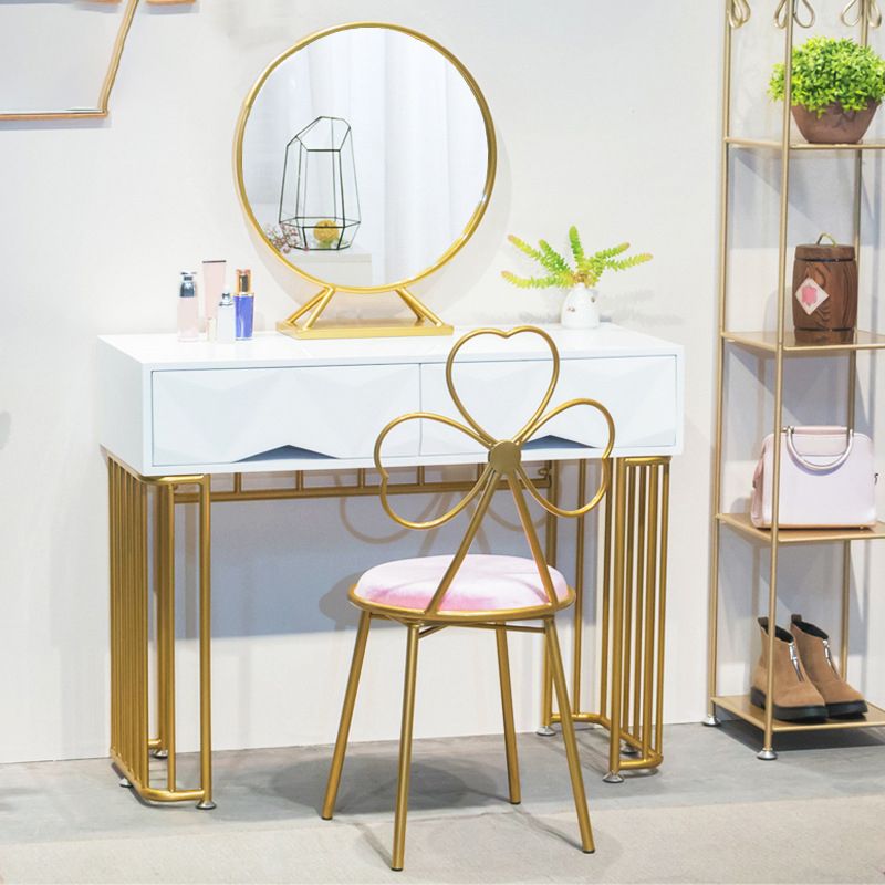 15,74 "Countes de maquillage en or blanc de large tables de vanité glam avec des tiroirs