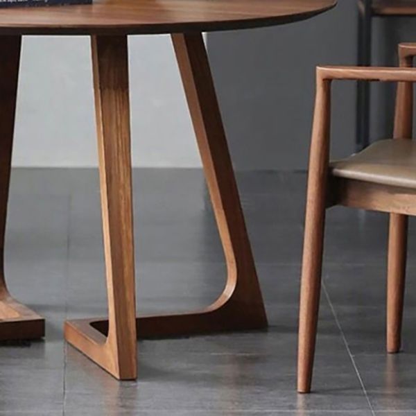 Mesa de comedor redonda moderna pino mesa de doble pedestal natural de madera sólida