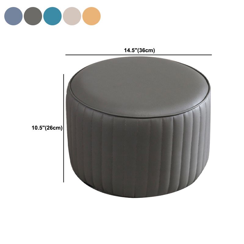 Contemporary Pouf Ottoman Genuine Leather Upholstered Solid Color Cylinder Shape Ottoman Clearhalo 'furn' 'furn_ottomans_poufs' 'Furniture' 'Living Room Furniture' 'Ottomans & Poufs' 'ottomans_poufs' 1200x1200_f887508b-d166-4a10-8922-4e84ce4059c0