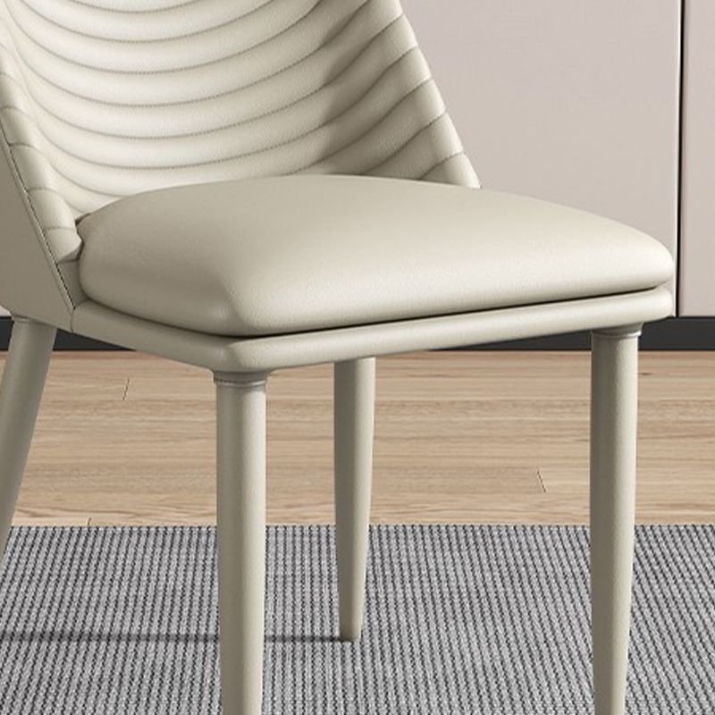 Contemporary Faux Leather Chair Armless Side Chairs with Metal Legs for Kitchen