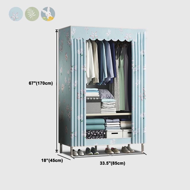 Steel Frame Wardrobe Cabinet Contemporary Style Armoire with Shelves Clearhalo 'Armoires & Wardrobes' 'armoires_wardrobes' 'Bedroom Furniture' 'furn' 'furn_armoires_wardrobes' 'Furniture' 1200x1200_f887e878-e9cf-43cc-a5af-be537768e080