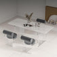 Estilo contemporáneo 1/2/4/6 Piezas Sillas de comedor Muebles de piedra rectangulares en blanco