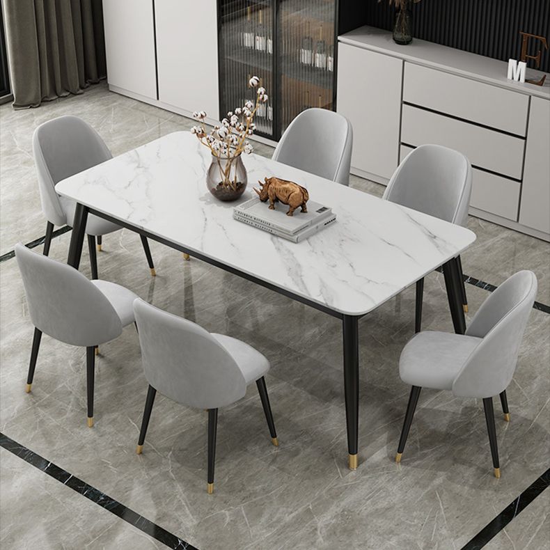 Contemporary Style Sintered Stone Dining Set with Traditional Height Table and 4 Black Legs Base Clearhalo 'Dining Room Sets' 'Dining Tables & Seating' 'dining_room_set' 'furn' 'furn_dining_room_set' 'Furniture' 'furniture_dining_room_set' 'Kitchen & Dining Furniture' 'kitchen&dining_furn' 'kitchen' 1200x1200_f8894d13-b7a1-4b73-ab83-0706e5fd2ed6
