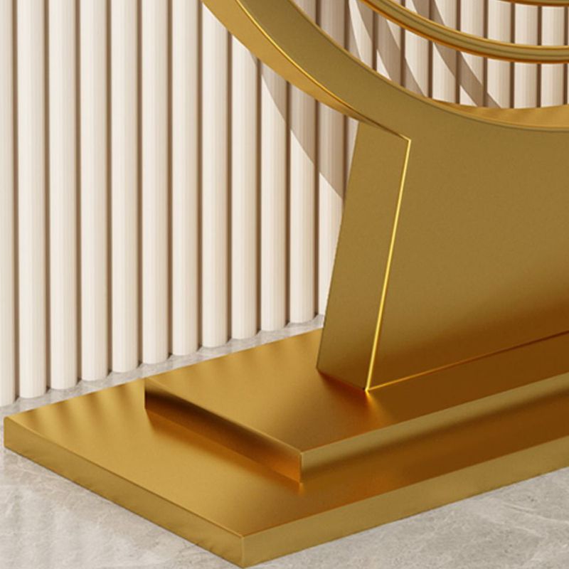 Tavolo console in ardesia glam mezza luna resistente al piedistallo di divano di divano in ferro.